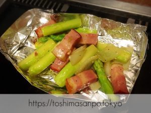 【池袋駅】この上ない美味発見!お好み焼き・もんじゃの最上級ってここ!?｢灼楽（しゃくら）1号店｣のアスパラとベーコンの塩麹炒め