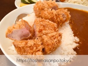 【大塚駅】じっくり揚げ系！脂が溢れるロースとんかつコスパ高すぎ「とんかつ逸業(いつぎょう)」のカツカレー（ヒレカツ）のヒレカツ